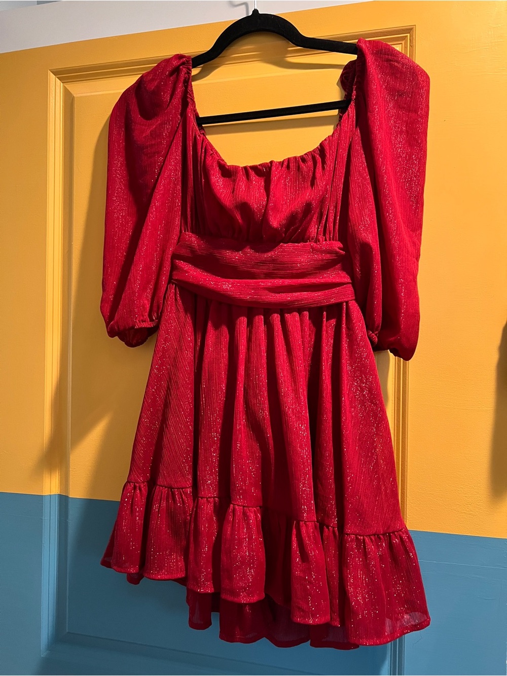 Lucy in the Sky Crimson Shimmer Mini Dress